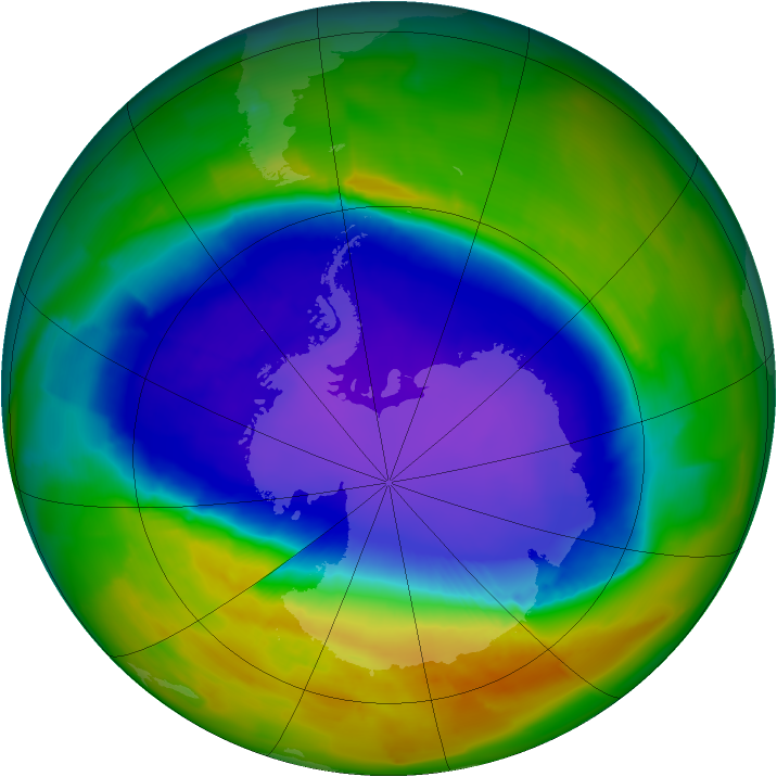 Antarctic ozone map for 14 October 2011